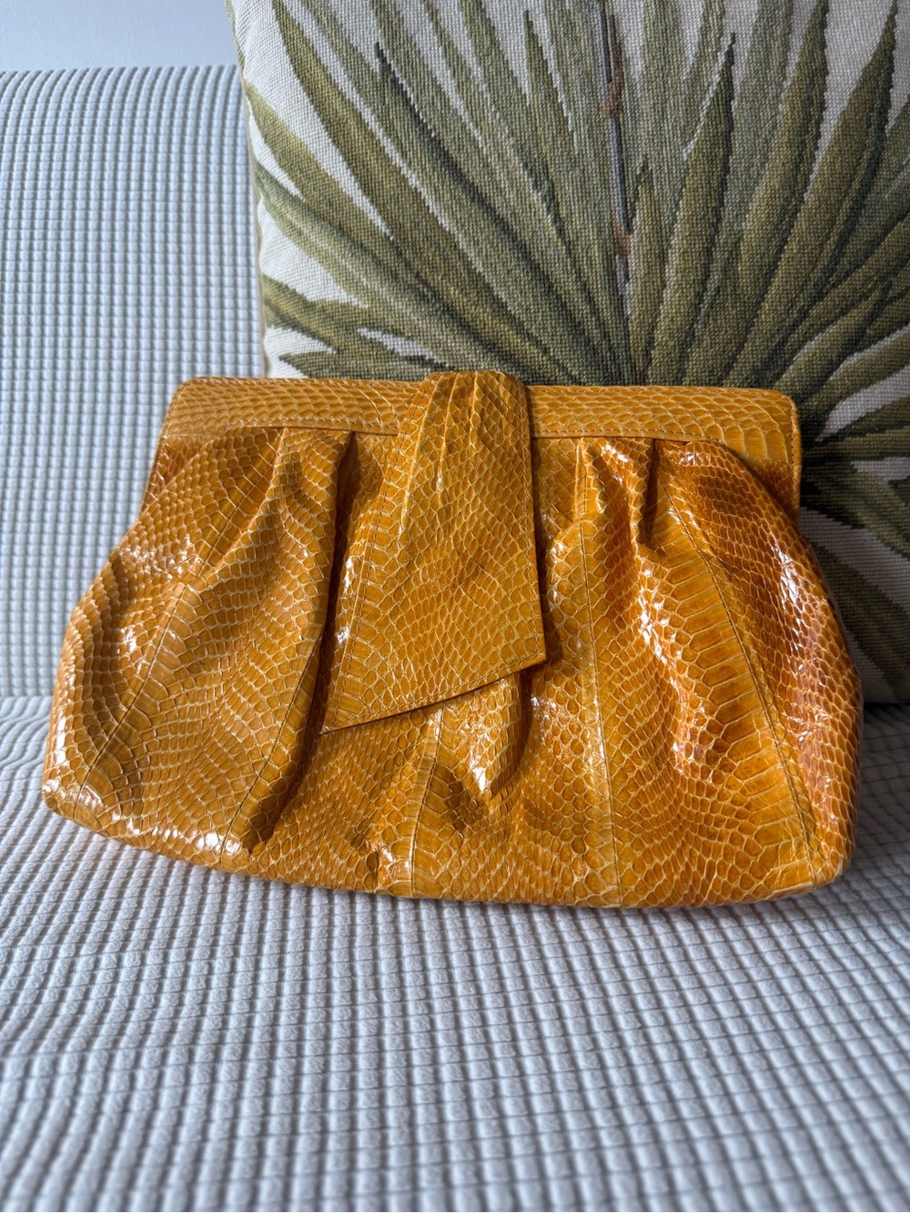 J.Renee vintage 1980s Mustard Snake skin Clutch